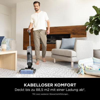 Shark HydroVac Kabelloser Hartbodenreiniger mit antimikrobieller Bürstenrolle, Mehrzwecklösung geruchsneutralisierend, selbstreinigender Bodenreiniger, saugt & wischt, Grau WD210EU