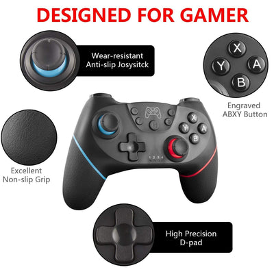 UPDATE-VERSION Controller für Switch/Switch Lite/Switch OLED, Controller für Switch Pro mit Aufwachen, Wireless Controller für Switch mit 6-Achsen Gyroskop, Double Shock, Turbo und Screenshot