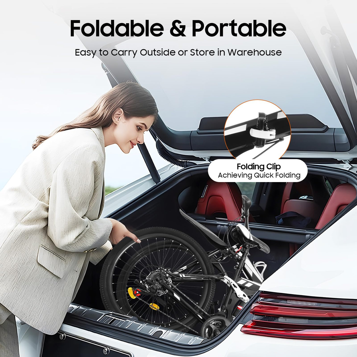 KumuJ 26 Zoll Mountainbike, 21 Gang Schaltung MTB Mountain mit Scheibenbremse Geschwindigkeits-Klapprad,Mountainbike mit Höhenverstellbar Sitz Fahrrad,für Herren und Damen (blau und weiß)