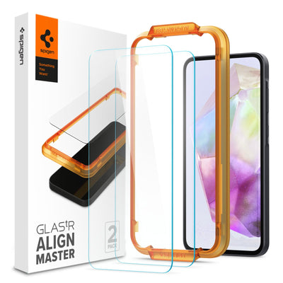 Spigen AlignMaster Schutzfolie kompatibel mit Samsung Galaxy A35 5G, 2 Stück, Kratzfest, 9H Härte Folie
