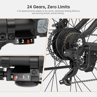 Foride Xtremer 2 27.5''/29'' E-Bike für Erwachsene, 24 Gang Elektrofahrrad mit 561.6Wh Akku, Hydraulische Scheibenbremse,120km Reichweite E Bike Herren Damen für Fahrten im Freien (Zoll, 27.5)