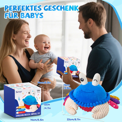 SAIMAND Krabbe Baby Spielzeug 6 7 8 9 10 12 Monate, Musikalische Krabbelspielzeug, Crawling Crab Tummy Time Toy, Babyspielzeug ab 1 2 Jahr Mädchen Jungen, Geschenk für Neugeborenes Jungen & Mädchen