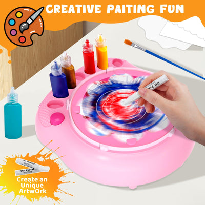 Hewaurorion Paint Spin Art Machine Kit für Kinder, Kunst & Handwerk, Mal Spin Art Spielzeug-Kits für Jungen und Mädchen im Alter von 6, 7, 8 und 9 Jahren (Rosa)