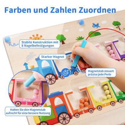 Montessori Spielzeug Magnetspiel Labyrinth ab 2 3 4 5 Jahre, Holzspielzeug Kinderspielzeug Lernspiele Busy Board, Magnet Spielzeug Kinder Motorikspielzeug Sortierspiel Geschenk für Mädchen Jungen