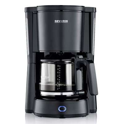 SEVERIN Kaffeemaschine "TypeSwitch" mit Glaskanne, AromaSwitch zur Wahl zwischen 2 Brühprofilen, Kaffeeautomat für bis zu 10 Tassen, 1.000W, Edelstahl-gebürstet-schwarz, KA 4825