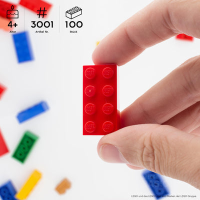 Lego Steine 2x4 Bunt, 100 Stück - Einzelne Lego Basis Bausteine Bunt Gemischt, Grundbausteine für Legoplatte und Bausteine Classic Box, Legosteine Classic ab 4 Jahre | Basic Bricks (3001)