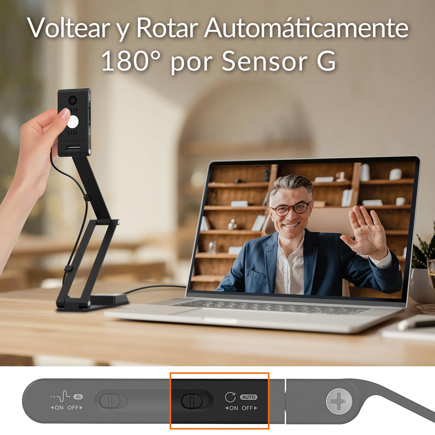 Innex DC500, Tragbare 13MP 4K USB Dokumentenkamera und Webcam, Rauschunterdrückungsmikrofon, Dualer Autofokus, Auto-Flip, Unterstützt Win/Mac/Chromebook, Für Fernunterricht und -lehre