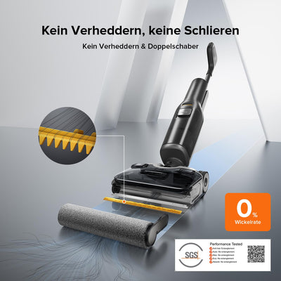 Roborock F25 ALT Staubsauger-Mopp, Nass-Trocken-Staubsauger, kabelloser Hartbodenreiniger mit 20.000 Pa, mit KI-unterstützten Rädern, 90°C Heißluft-Schnelltrocknen & Heißwasser-Selbstreinigung Mopp