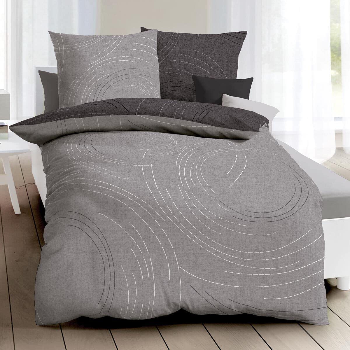 Kaeppel Mako-Satin Bettwäsche Jaro Zinn, 1 Bettbezug 135 x 200 cm + 1 Kissenbezug 80 x 80 cm