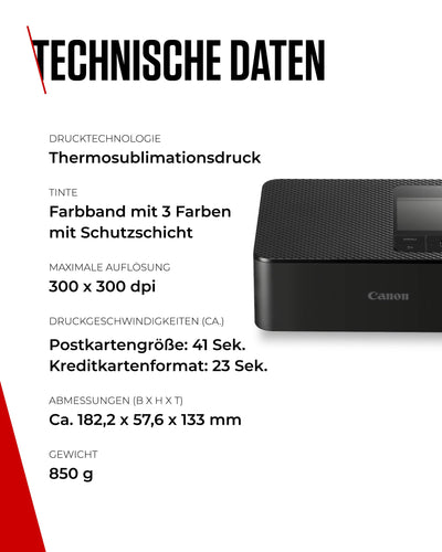 Canon SELPHY CP1500 Kompakter Fotodrucker – Drahtloses Drucken, Langlebige Fotos, USB-C & SD-Kartenanschluss – Perfekt für Scrapbooks und Fotoalben (Schwarz)