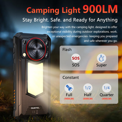 OUKITEL WP53 PRO Outdoor Smartphone Android 15, 24GB(8+16)+ 256GB/1TB Outdoor Handy Ohne Vertrag, 11000mAh Baustellenhandy, 126dB Lautsprecher, 6.52"HD, 50MP, 900lm Camping Licht, 4G Dual SIM/IP68/NFC
