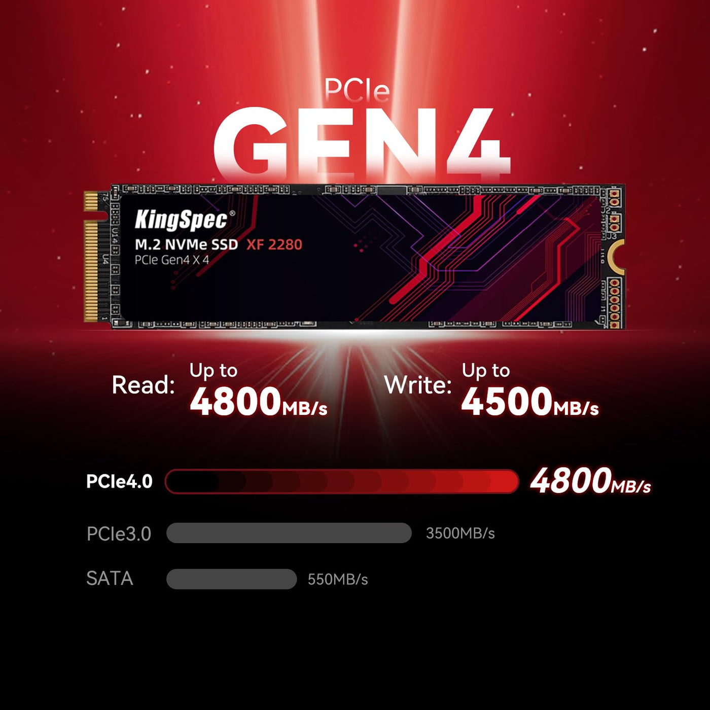 KingSpec 2TB M.2 SSD 2280 NVMe PCIe 4.0 x4, Unglaubliche Lese bis zu 5000MB/s, Interne M2 PCIe SSD Kompatibel mit Gaming Konsole/Desktop/Gaming Laptop