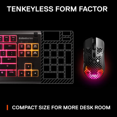 SteelSeries Apex 3 TKL RGB Gaming Tastatur - Tenkeyless Compact Formfaktor - 8-Zonen RGB Beleuchtung - IP32 Wasser- & Staubabweisend - Flüsterleiser Gaming Switch - Gaming Grade Anti-Ghosting