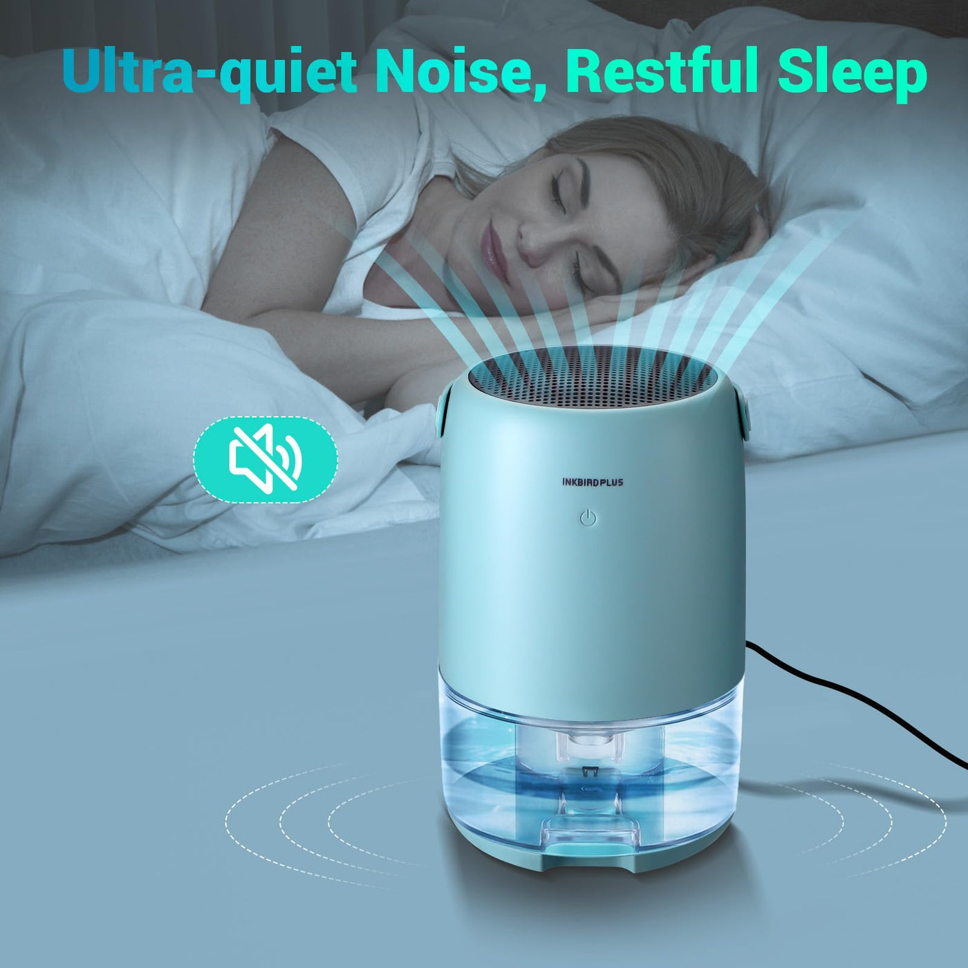 Inkbird Luftentfeuchter, 1100ml Luftentfeuchter Elektrisch, Extrem Leise, 7 Farbige LED Leuchten, Ausschaltschutz, Tragbarer Luftentfeuchter Kleiner für Badezimmer, Schlafzimmer, Keller, Zuhause