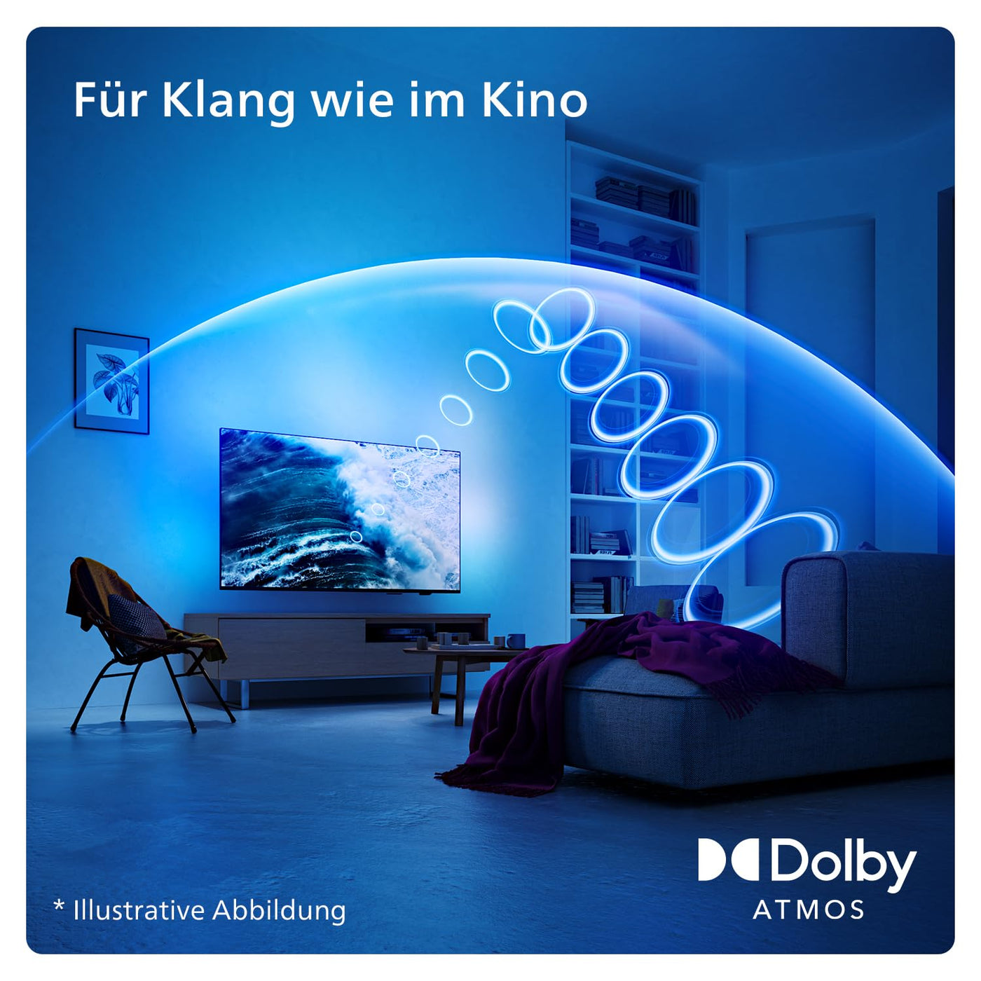 Philips Ambilight 43PUS8109 4K LED Smart TV - 43-Zoll Display mit Pixel-präziser Ultra HD, Titan OS Plattform und Dolby Atmos, Funktioniert mit Alexa und Google Sprachassistent - Satiniertes Chrom