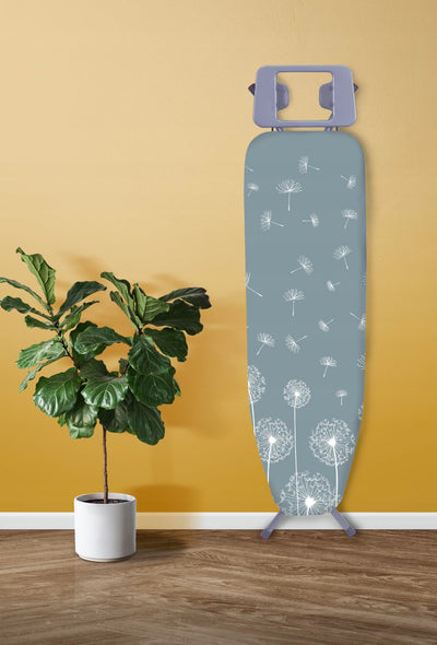 Klappbares Bügelbrett, 114x34cm Dampfbügelbrett mit Metallnetz, Bügeltisch mit 5mm Schaumstoffunterlage und Bügeleisenablage, Bügelbrett mit Antirutschfüßen + Bügeleisenreinigungsstick