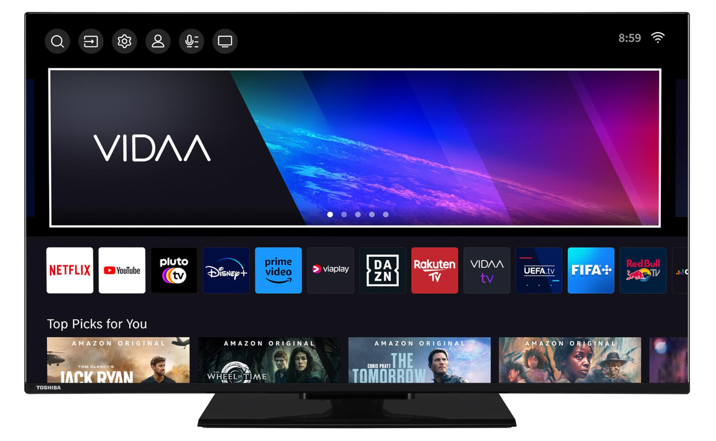 Toshiba 43 Zoll VIDAA TV Fernseher (4K UHD Smart TV, HDR Dolby Vision, Triple-Tuner, Bluetooth, Dolby Audio) 43UV3463DAW