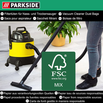 10 Original Parkside Lidl Staubsaugerbeutel für Nass-Trocken-Sauger PWD 25, 30, PNTS 23, 30, 1400, 1500 A1, A2, B1, C1, D1, B2, B3, E2, C4, D5, F2, H4