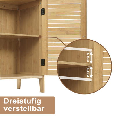 EUGAD Waschbeckenunterschrank, Badezimmer Unterschrank, aus natürlichem Material, Waschtischunterschrank, Badezimmerschrank mit 2 Lamellentüren 1 Verstellbarer Ablage, 60x60x30 cm