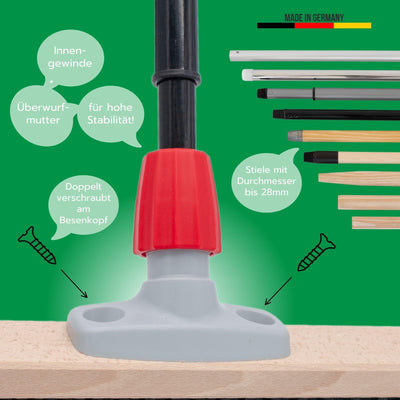 Novaliv Saalbesen mit Rosshaarmischung I 60cm mit Teleskopstiel I weiche Borsten Kehrbesen Hofbesen Feinstaubbesen