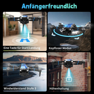 Morlyrctooy M18LCD Drohne mit 1080P Kamera 45° verstellbarem Objektiv Bürstenlosem Motor Wiederaufladbarer LCD-Fernbedienung Faltbarer RC Quadrocopter für Anfänger