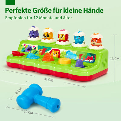 hahaland Baby Spielzeug ab 1 Jahr mit Musik & Licht,Pop up Kinderspielzeug mit Tieren und Knöpfen,Montessori Spielzeug für Frühe Entwicklung Ursache und Wirkung, Motorikspielzeug ab 1 Jahr
