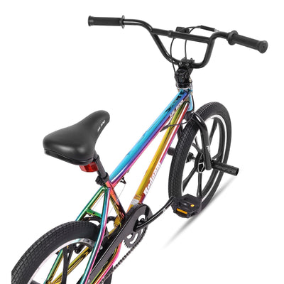 Hiland 20 Zoll 5 Speichen Kinder BMX Fahrrad für Jungen Mädchen ab 7 8 9 10 Jahre alt, 360 Grad Rotor Freestyle, 4 Pegs Single Speed Kinder BMX Fahrrad Regenbogen