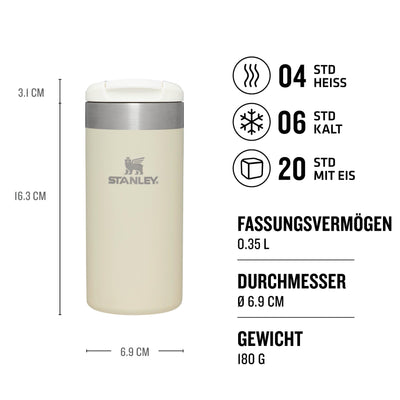 Stanley Aerolight Transit Thermobecher 0.35L - Hält 4 Stunden Heiß - Spülmaschinenfest - Kaffeebecher To Go Auslaufsicher - Kompatibel mit gängigen PKW-Getränkehalterungen - Thermosflasche - Cream
