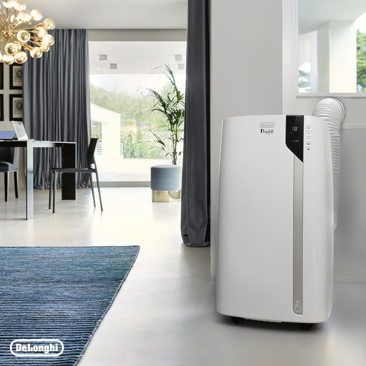 De'Longhi Pinguino PAC EX93 sehr leises Klimagerät mit Abluftschlauch, Whisper Technology - mobile Klimaanlage für Räume bis 85m³, 60dB(A), 3 Ventilatorgeschwindigkeiten, Entfeuchtungsfunktion, Weiß
