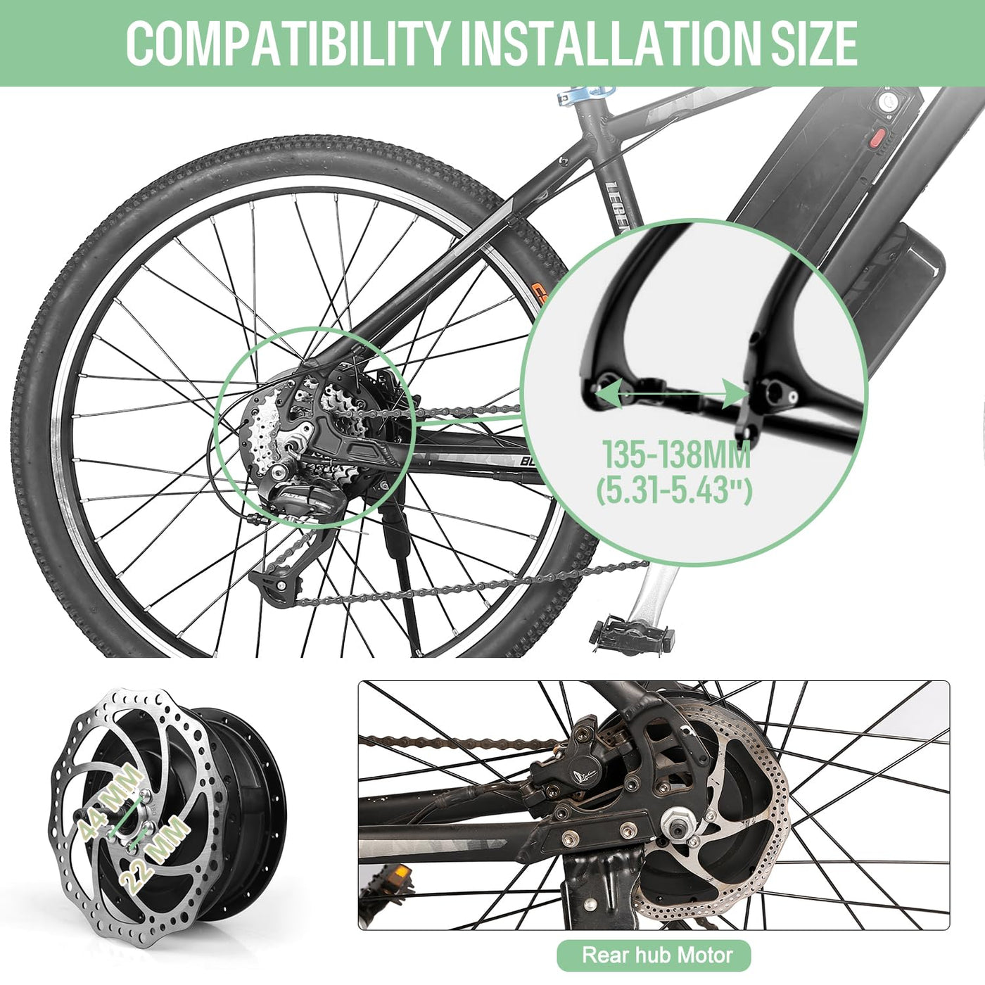 Varstrom 27,5 Zoll Ebike Umbausatz 36V 250W mit optionale Batterie und Display Elektrofahrrad Umbausatz mit 7-Gang Freilauf-Kassette für Freewheel Gearshife E-Bike Hinterrad Bürstenloser Motor