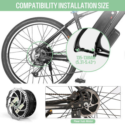 Varstrom 27,5 Zoll Ebike Umbausatz 36V 250W mit optionale Batterie und Display Elektrofahrrad Umbausatz mit 7-Gang Freilauf-Kassette für Freewheel Gearshife E-Bike Hinterrad Bürstenloser Motor