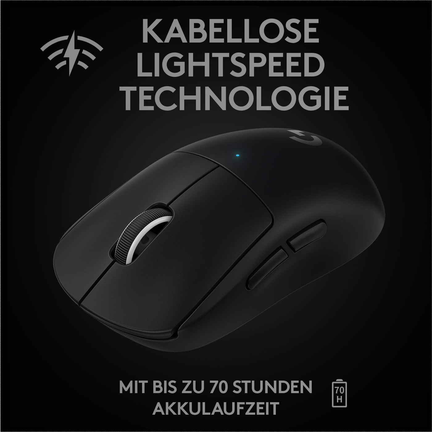 Logitech G PRO X SUPERLIGHT kabellose Gaming-Maus mit HERO 25K Sensor, Ultra-leicht mit 63g, 5 programmierbare Tasten, 70 Stunden Akkulaufzeit, PTFE-Füße ohne Zusatzstoffe, PC/Mac - Schwarz