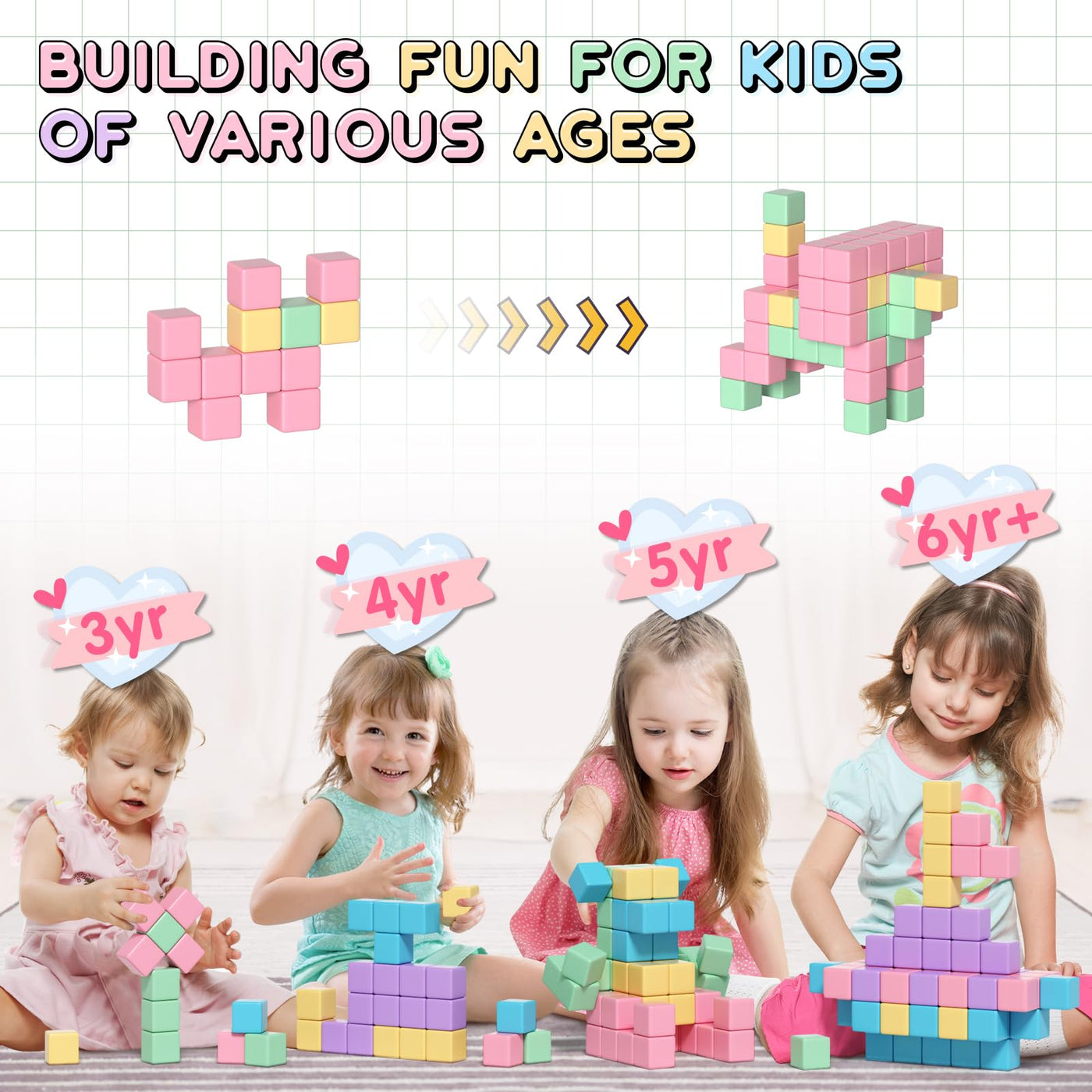 Apluses Magnetische Bausteine – Kinderspielzeug, magnetisches Bauspielzeug, Puzzlebaustein, Magnetisches Konstruktionsspielzeug für Kinder, geeignet für Jungen und Mädchen ab 3 Jahren