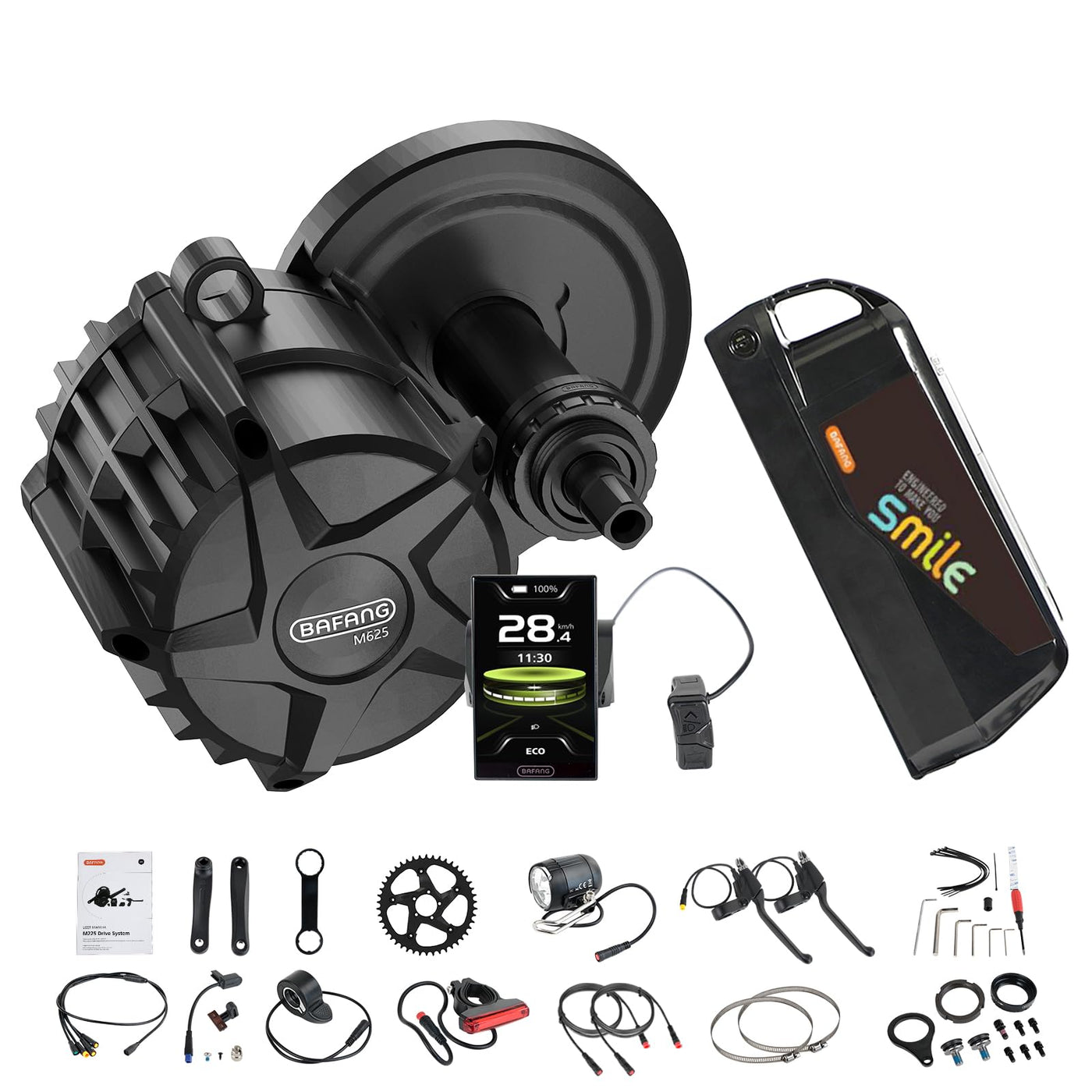 Bafang M625 M325 M225 Mittelmotor - 250W 500W 750W 1000W Mid Drive E-Bike Umwandlungssatz mit 46Z Kettenrad, LCD-Anzeige und Akku (optional), 48V 52V E-Bike Kit für BB68-73mm (CAN-Protokoll)