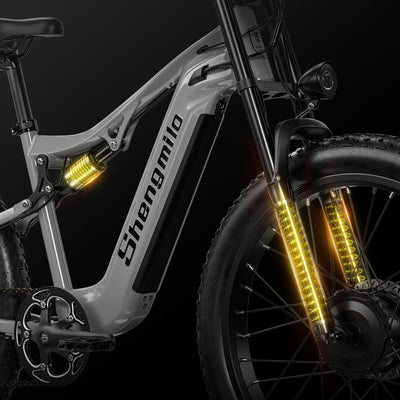 Shengmilo S600 Dual Motor Elektrofahrrad, 26-Zoll Fat Tire Adult Off-Road Elektrofahrrad mit abnehmbarem 48V 17.5Ah Akku, 7-Gang, mit Doppelstoßdämpfern und hydraulischen BremsenElektrofahrrad (S600)