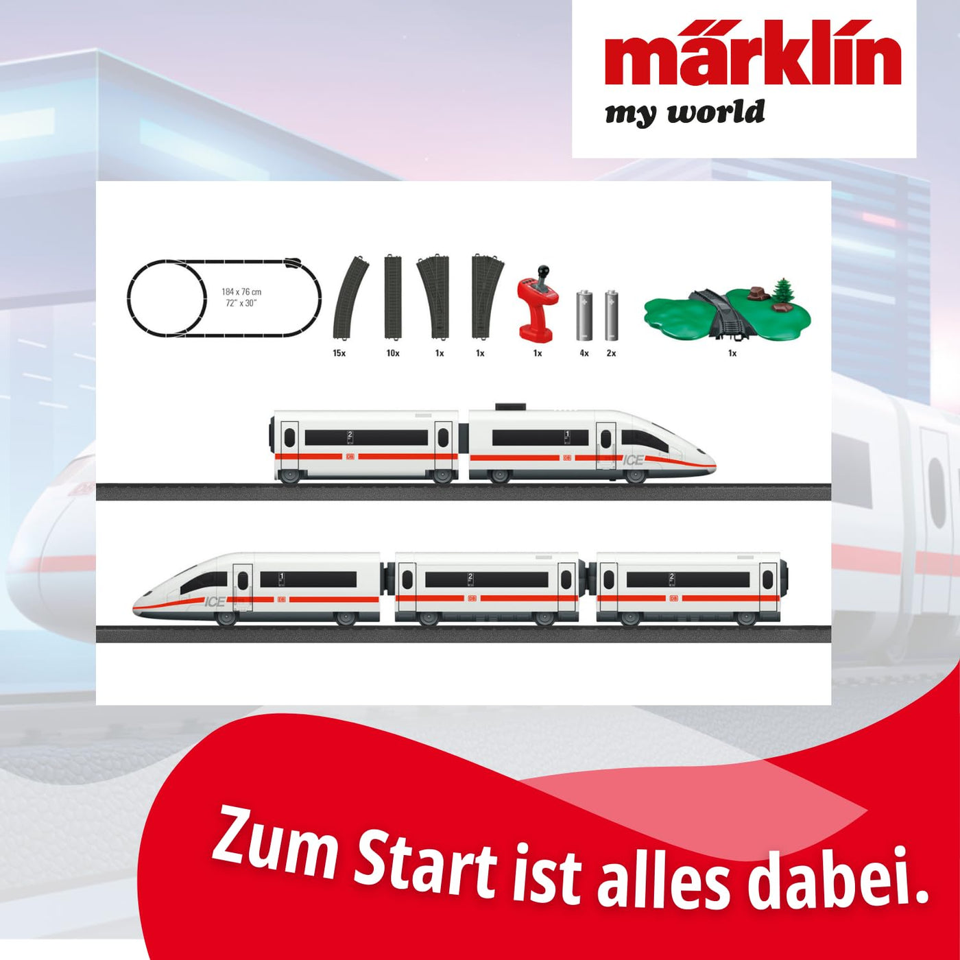 Märklin My World Startpackung - Ice Hochgeschwindigkeitszug 63 cm mit Fernsteuerung ab 3 Jahren