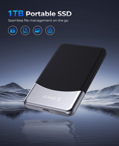 ORICO 1 TB Externe SSD mit 2 in 1 USB C Kabel, Externe Festplatte SSD USB 3.2 Gen 1 bis zu 460MB/s, Portable SSD für USB-C Smartphone, PC, Tablet, Labtop - M25PRO