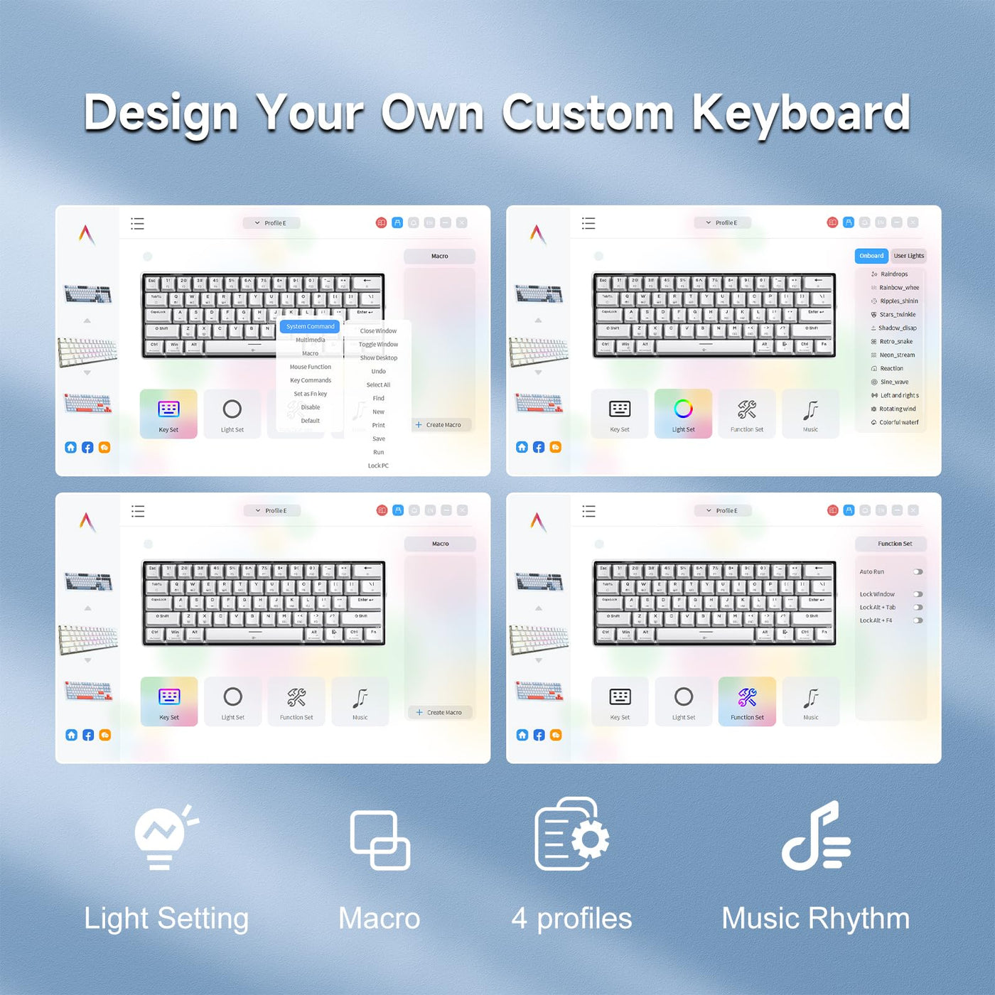 KEMOVE K61SE Gaming Tastatur, 60% Mechanische Tastatur mit Roten Linear Switches, RGB-Hintergrundbeleuchtung, Anti-Ghosting, Ultra-Kompakt 61 Tasten US-Layout, für PC Windows Gamer Typist, Weiß