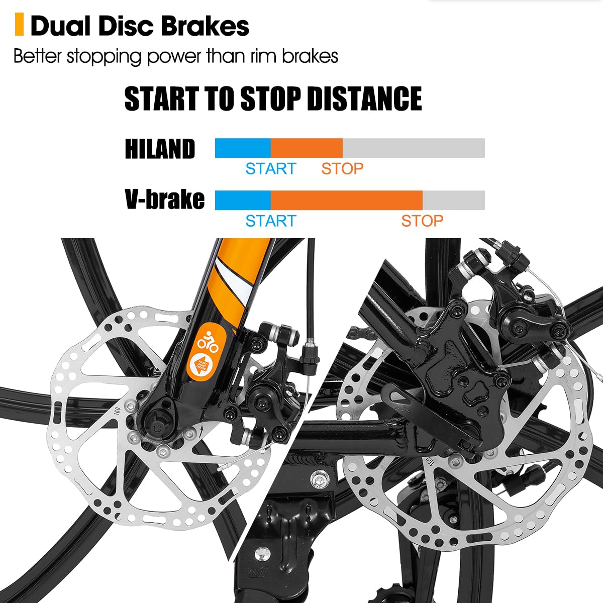 Hiland Mountainbike, 6 Speichen, 21 Gänge Schaltung, Aluminium Rahmen 26 Zoll Räder, Scheibenbremse Fahrrad für Männer Frauen Herren MTB-Fahrrad, Orange