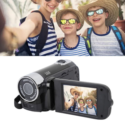 Yosoo Health Gear Videokamera Camcorder, 4K 48 MP DV Handkamera, 2,7-Zoll TFT drehbarer Bildschirm, 16 facher Digitalzoom Videokamera mit USB Kabel, Kompakter Camcorder (Black)