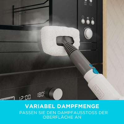 BLACK+DECKER 2300W Druck-Dampfreiniger Steam Ultra (mit 4 Bar Dampfdruck, beseitigt 99Prozent aller Haushaltkeime, abnehmbarer Tank und geringe Aufheizphase, inklusiv 14-tlg; zubehör) BHSMP2314