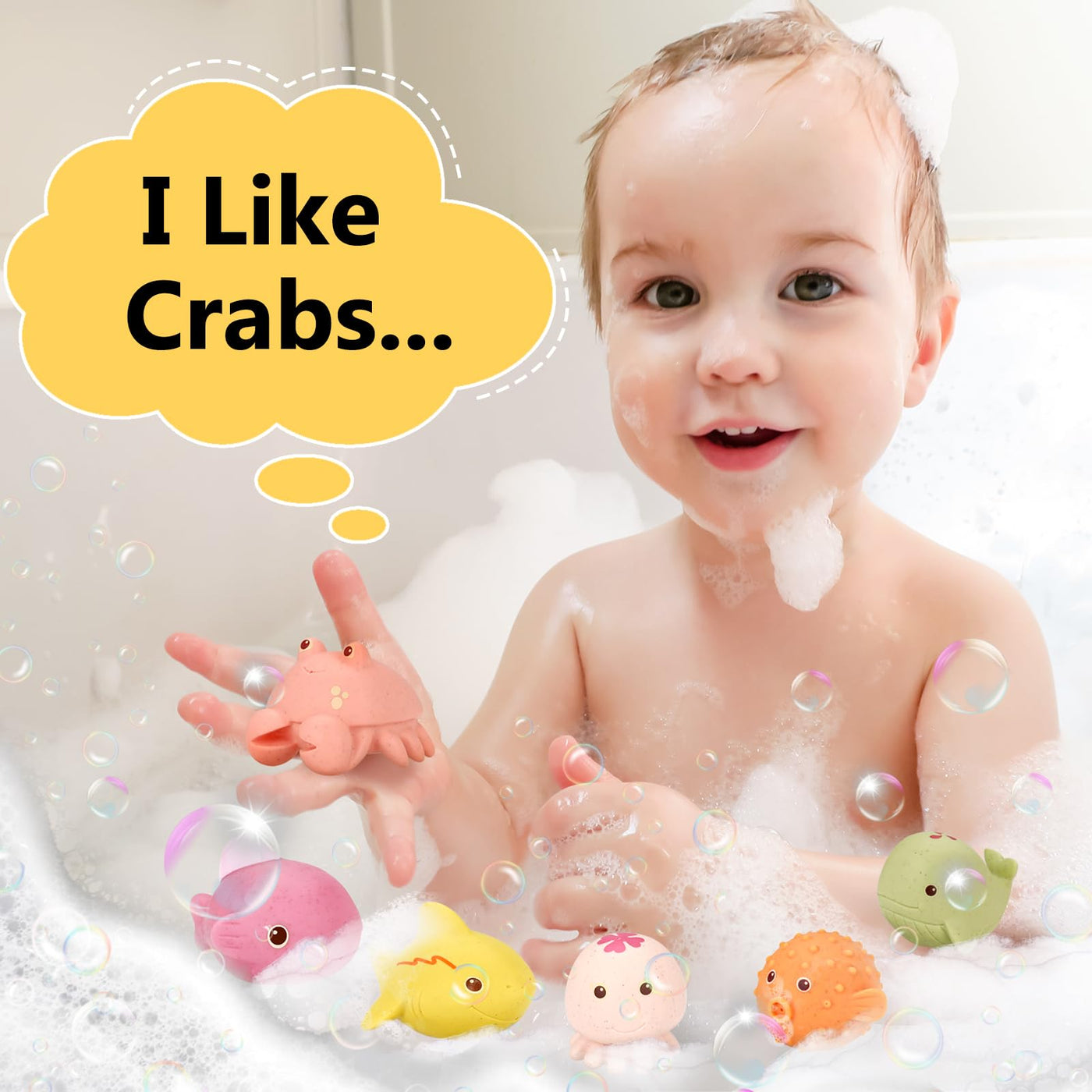 Badetiere Baby Schimmelfrei – 6 Stück Badespielzeug Ohne Löcher, Wasserspielzeug für Kinder, Umweltfreundlich & Sicher, Für Babybadewanne, Pool & Strand, Fördert Hand-Auge-Koordination