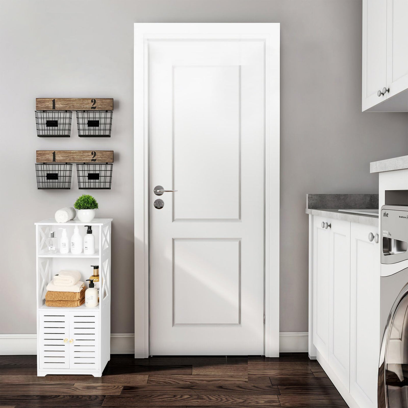 Tiasott Badezimmer-Boden-Aufbewahrungsschrank, Badezimmer-Aufbewahrung, Möbel, Heim-Organizer, Regal, Regal, Regal, wasserdicht, Badezimmerschrank, freistehender Schrank mit Regal, Eckschrank, 30 x 22