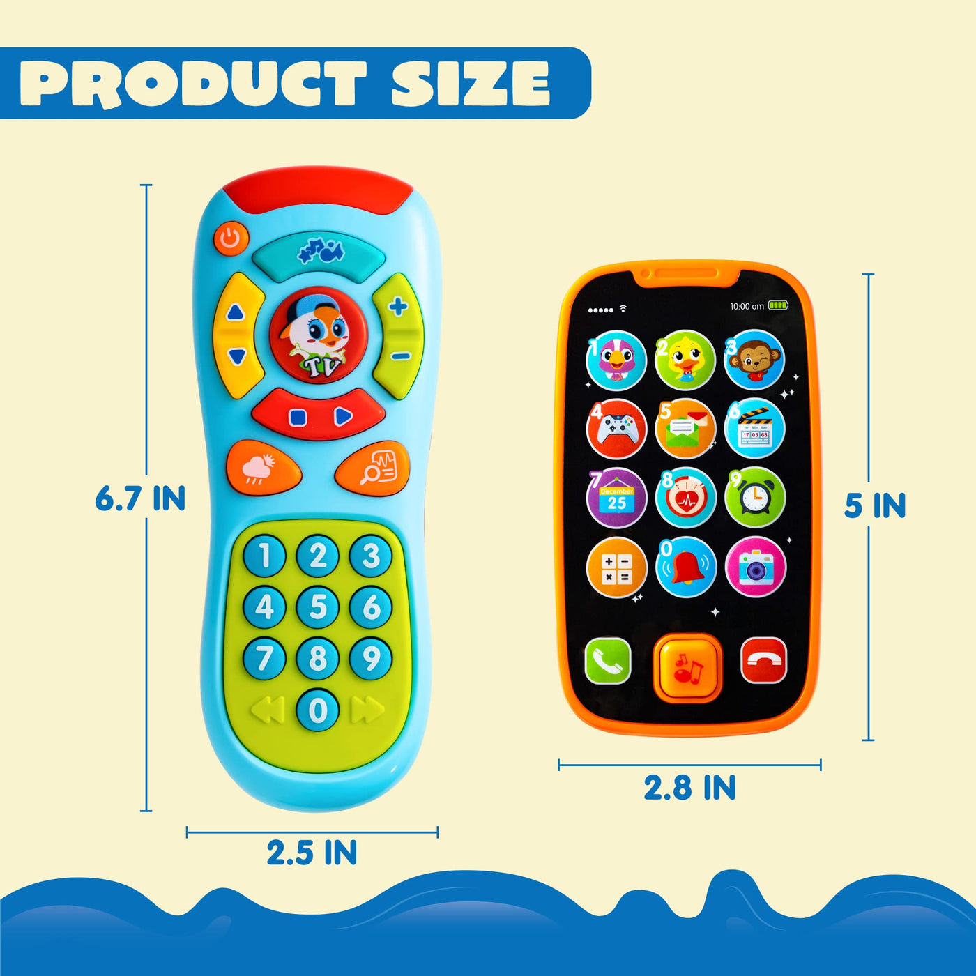 JOYIN Musikalische Spielzeuge für Babies, Baby Telefon Spielzeug Handy, 2 pc Fernbedienung, Kinder Smartphone, Baby Spielzeug ab 6 Monaten, Kleinkind Spielzeug ab 1 Jahr Geschenk Jungen Mädchen