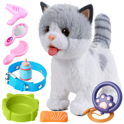 OR OR TU Katze Spielzeug Kinder Plüsch Kätzchen Elektronische Haustiere mit Ferngesteuerter, Interaktives Spielzeug Katze der Läuft und Bellt, Leckt Katze Kinder Spielzeug für Kinder Geschenk