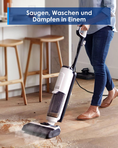Tineco Floor ONE S5 STEAM Smart Nass-Trocken-Staubsauger, Nass Trockensauger mit LED Anzeige iLoop Selbstreinigung Wischsauger Dampfreiniger für Hartböden, Klebrige Verschmutzungen
