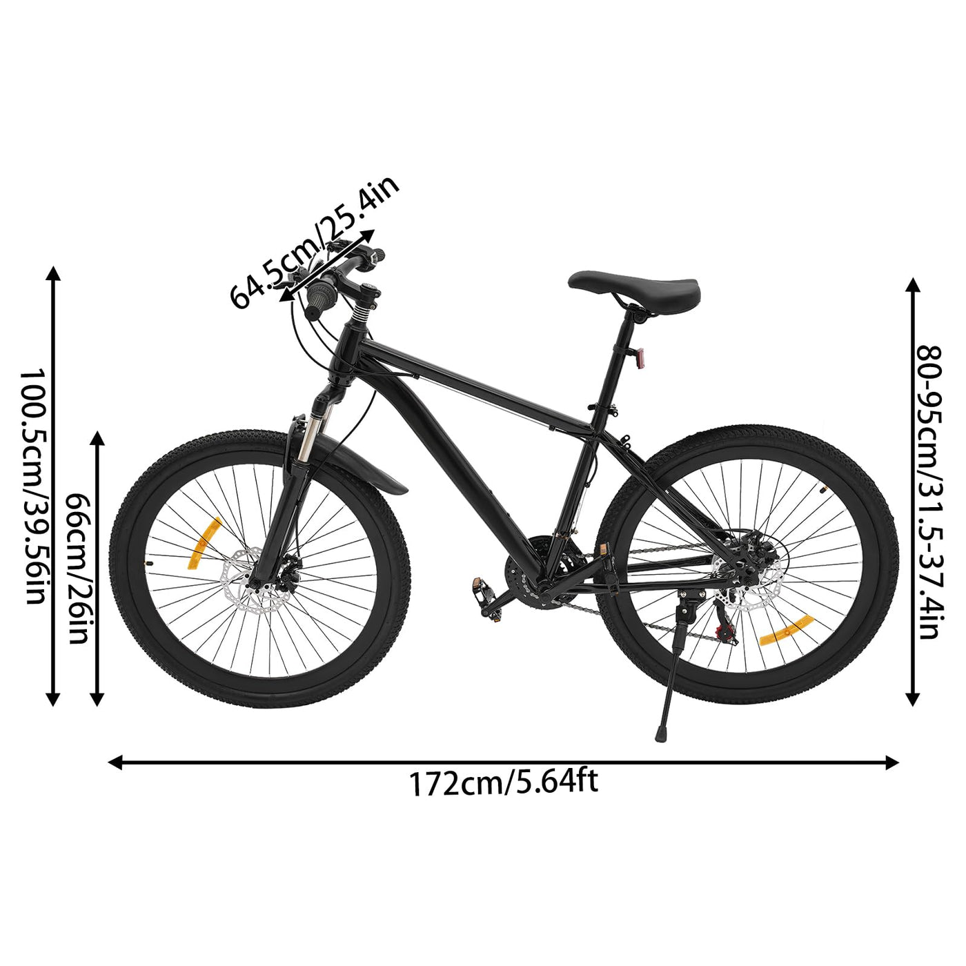 TkkMivcOC 26 Zoll Mountainbike, 21 Gang Fahrrad mit Schutzblechen, Scheibenbremse, Kohlenstoffreicher Stahl, Vorne Federung, Verstellbarer Sitz, für Jungen Mädchen Damen Herren