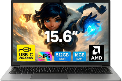 difinity 15.6 Zoll FullHD lautloses Premium Notebook - Made in Germany mit USB-C Laden und 3 Jahren Garantie! AMD 3020E 2x2.6 GHz, Radeon Vega3, 16 GB, 512 GB SSD, USB C, WLAN, BT, Windows 11 - #8271