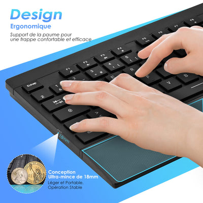ANSTA drahtlose Maus Tastatur Kombination, drahtlose Tastatur mit Maus, 2.4 GHz Deutsches drahtloses Layout mit Armlehne, PC/Notebook Batterielebensdauer ist lang