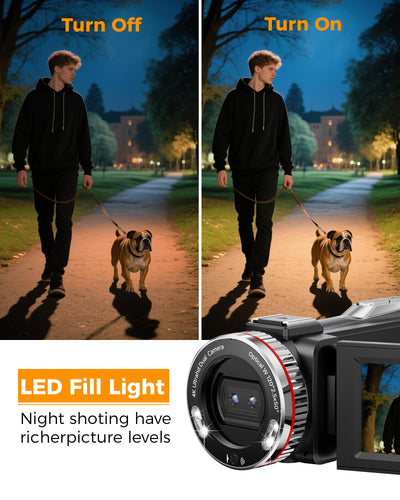 Videokamera 4K 60FPS Camcorder, 48MP 21X Digitalzoom Vlogging Kamera für YouTube, 3.0'' 270°Drehbarer Screen Vlog Camera, Video Kamera mit Externem Mikrofon, Fernbedienung, 64 GB Karte, 2 Batterien